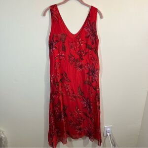 ✨ Rose Marine Women’s Red Silk-Blend Floral Dress Italy Small NWT